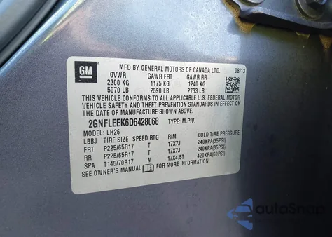 2013 Chevrolet Equinox 1Lt from USA, damaged, VIN 2GNFLEEK6D6428068